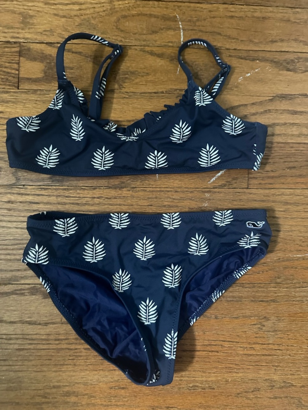 Vineyard Vines Navy and White Leaf Print Bikini Set